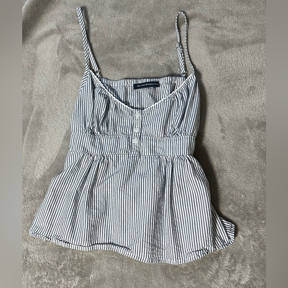 Brandy Melville blue and white stripe tank